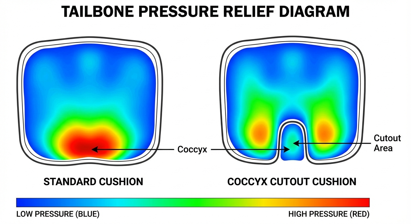 Pressure mapping sensor placed on a car seat cushion during driving test, showing heat map of pressure distribution