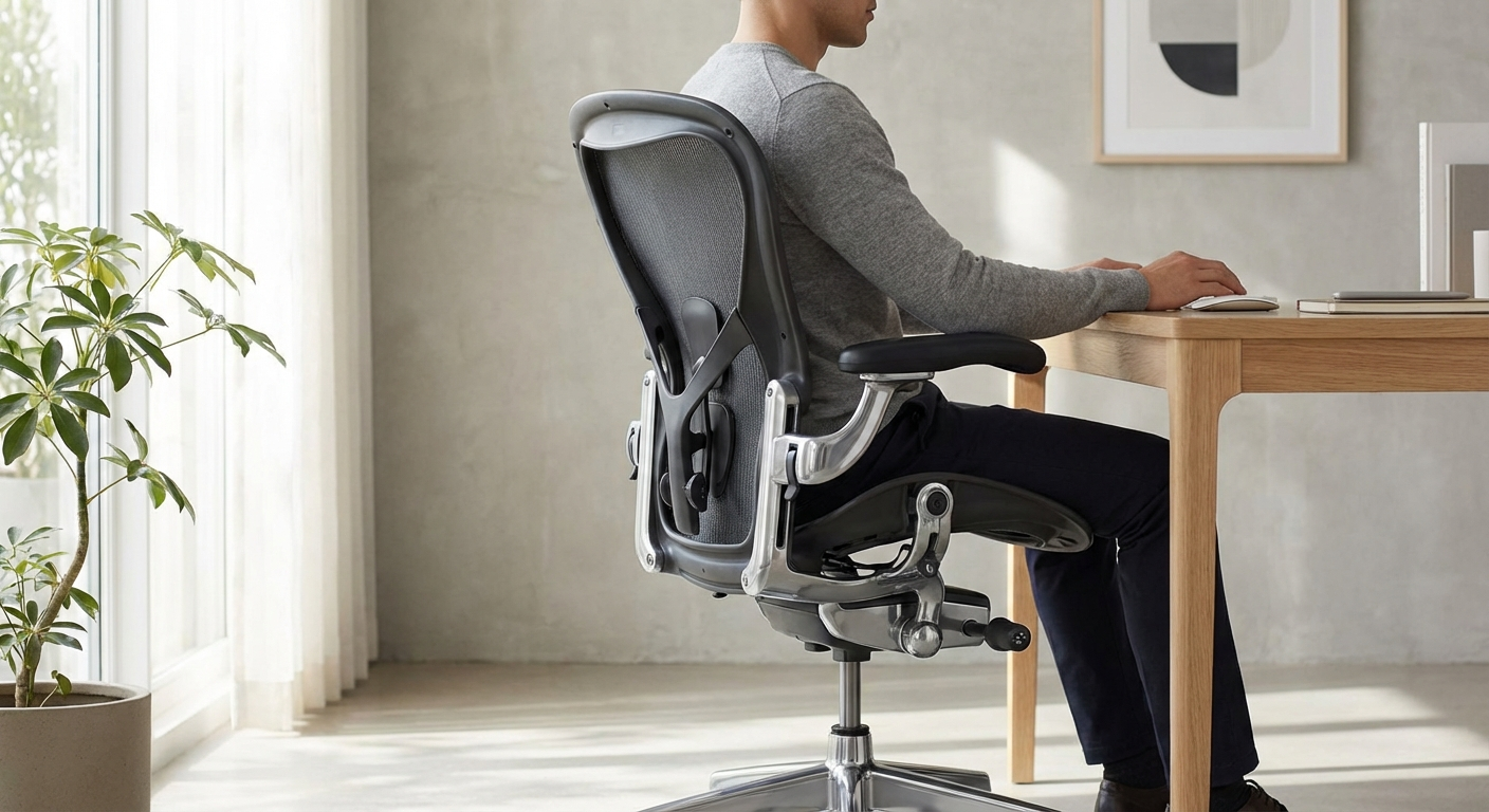 Ergonomic office chair designed for coccyx pain relief with lumbar support and adjustable seat depth