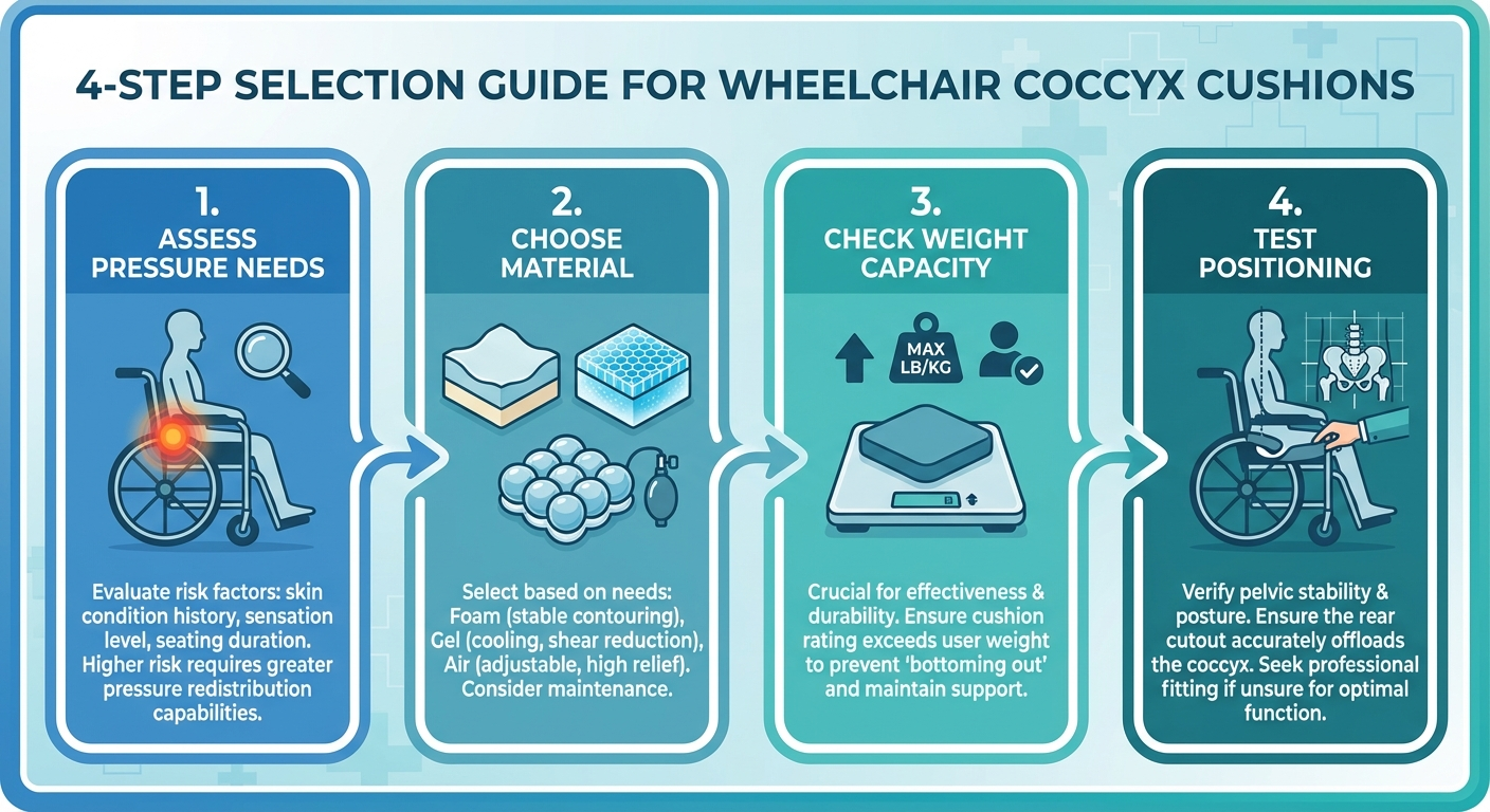 Step-by-step guide to choosing the right coccyx cushion for wheelchair users