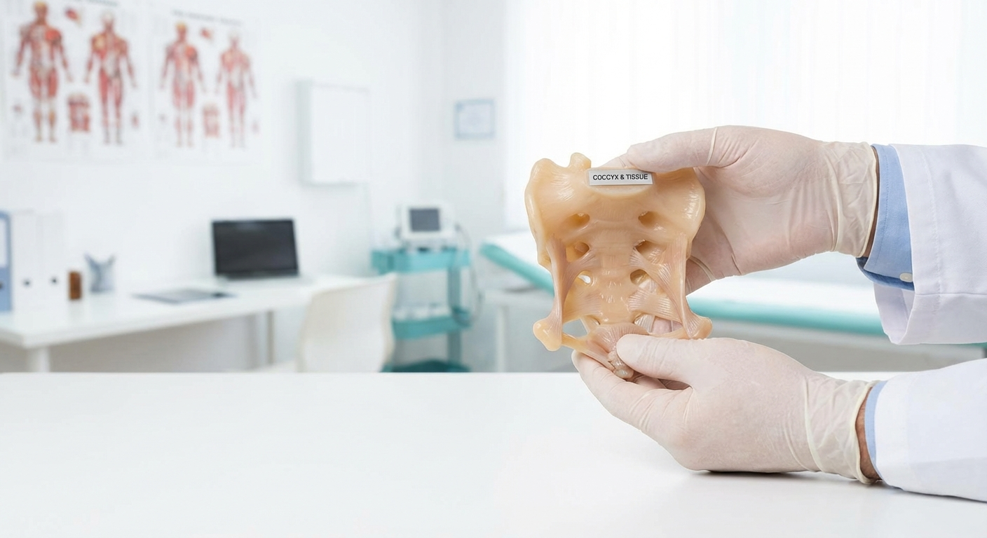 Anatomical diagram showing coccyx pressure points during sleep
