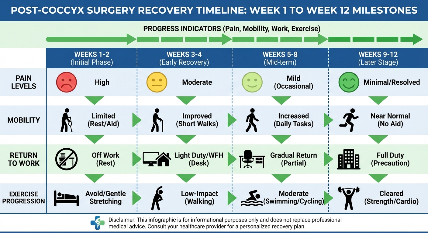 Infographic: coccyx surgery recovery timeline week by week