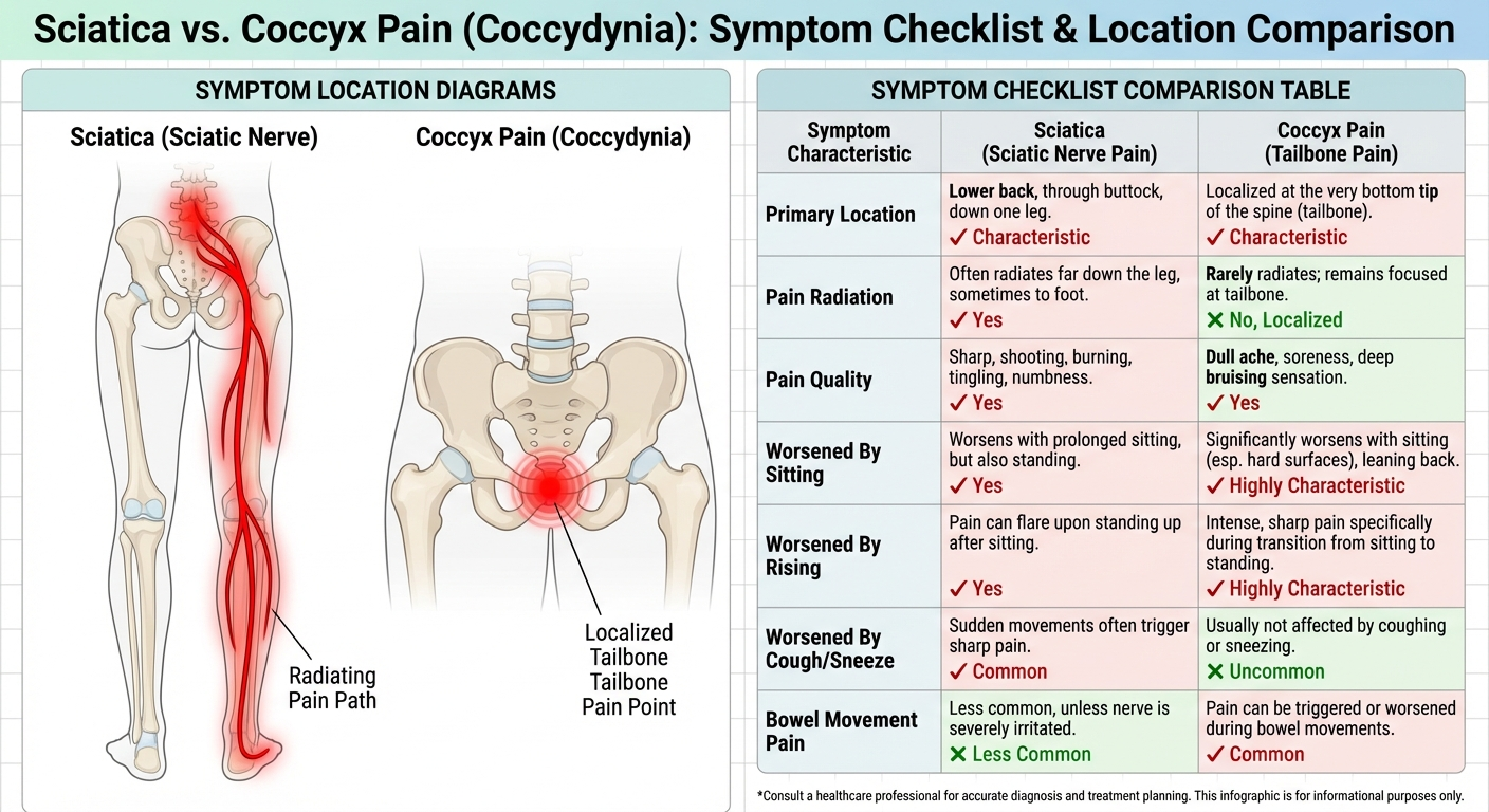 Infographic: How to tell if pain is sciatica or coccyx pain