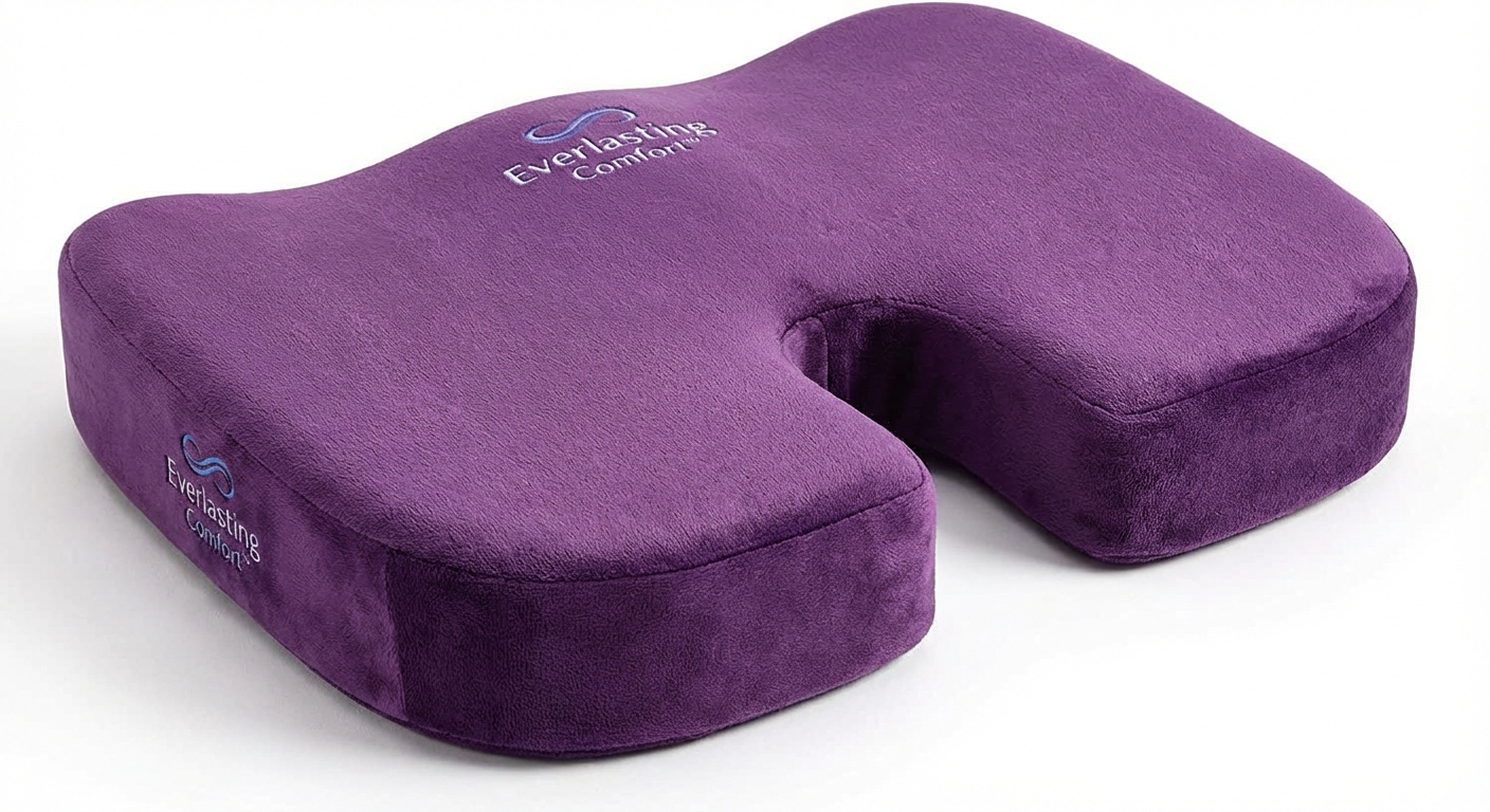 Everlasting Comfort seat cushion purple memory foam coccyx cutout