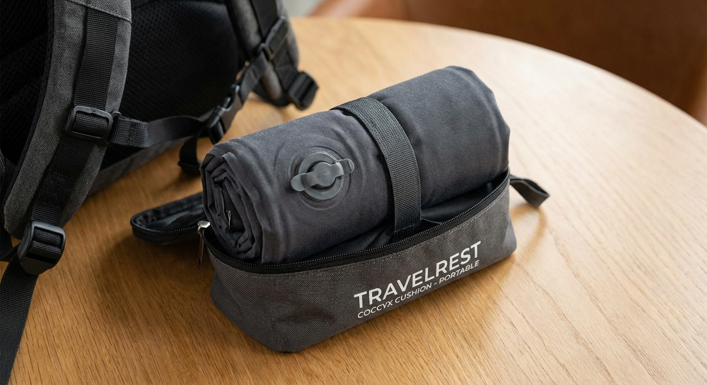 Inflatable travel seat cushion — ultra-lightweight coccyx relief